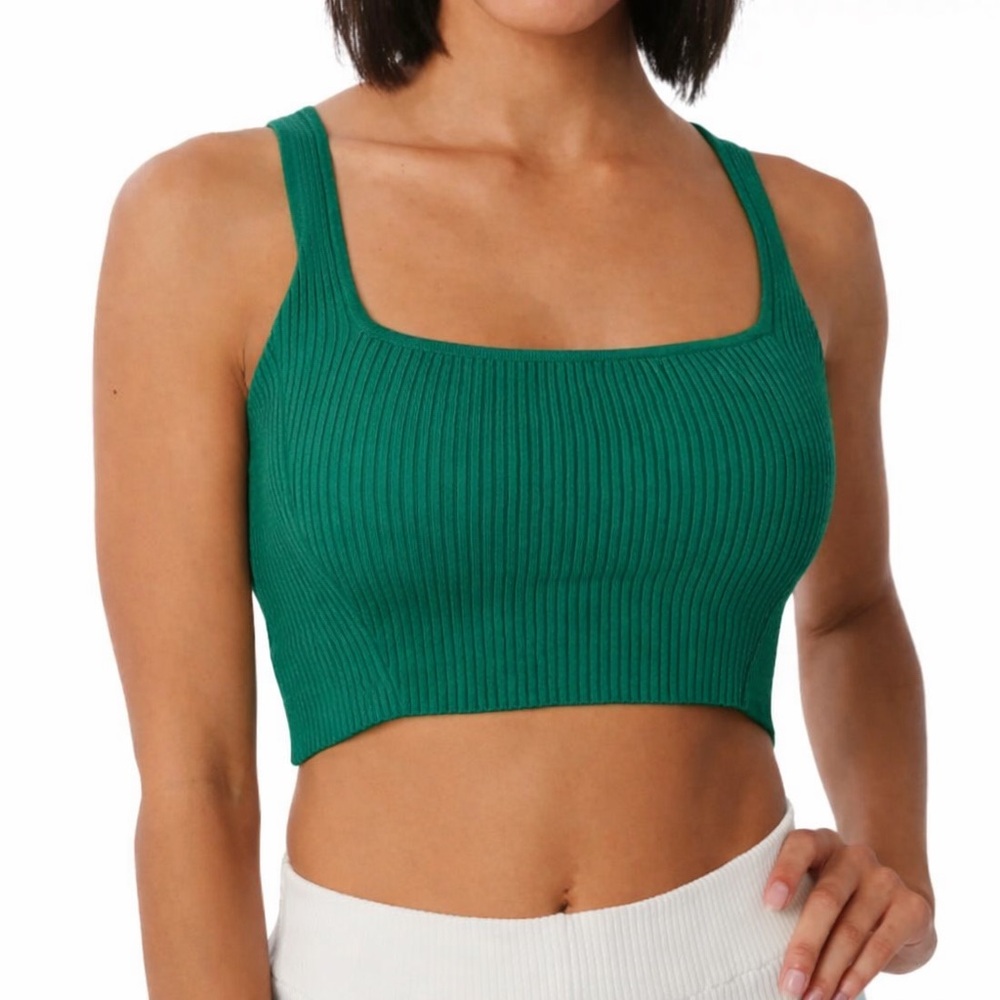 Lita by Ciara True Rib Crop Top in Water Garden Size L